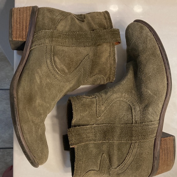 Lucky Brand Olive Suede Ankle Boots - Picture 3 of 6